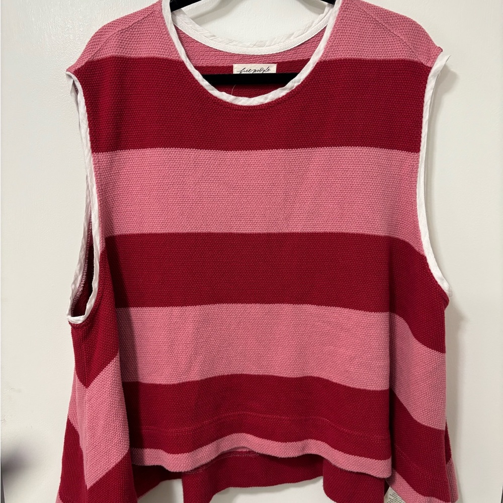 Free People Striped Sleeveless Top in Red and Pink